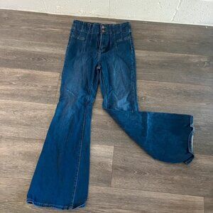 High waist flare blue jeans